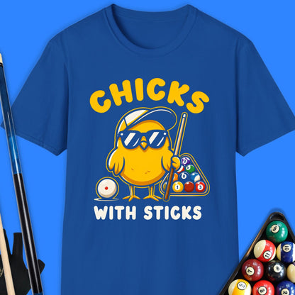 Chicks with Sticks Pool T-Shirt