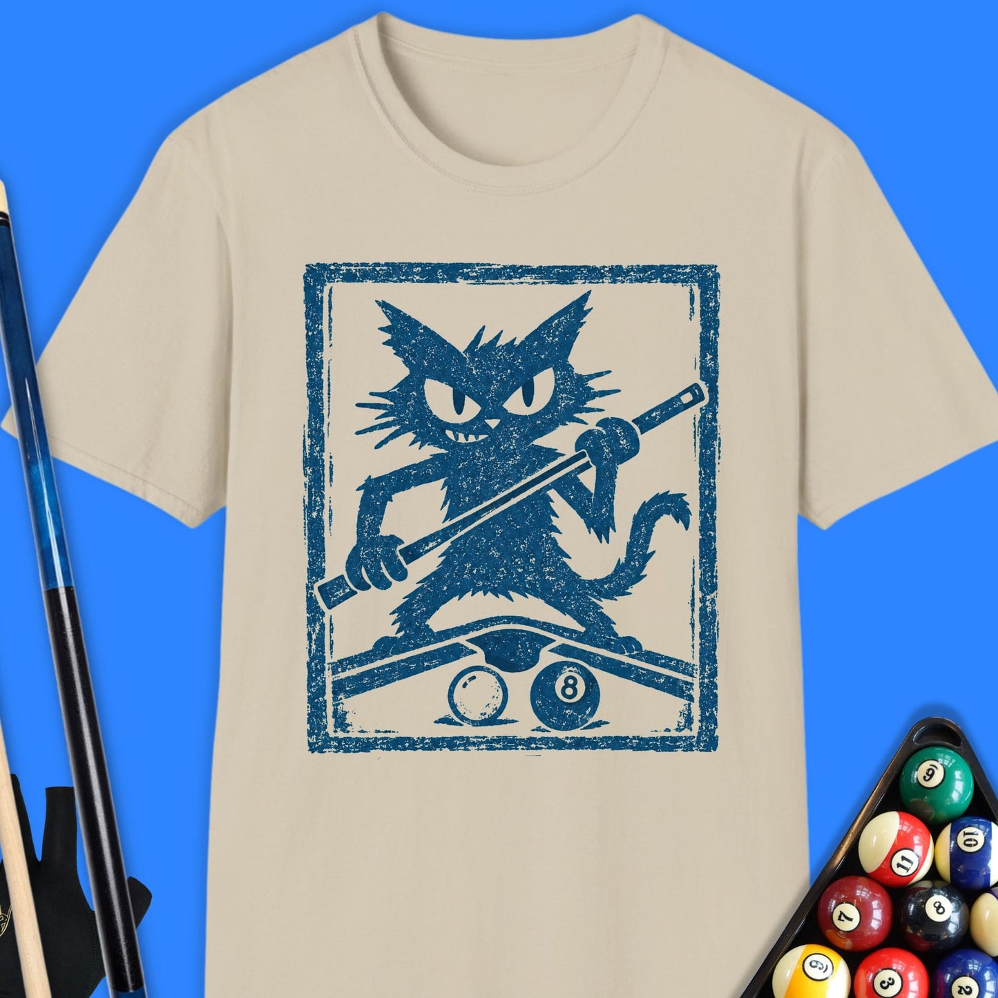 Black Cat Playing Pool T-Shirt T-Shirt