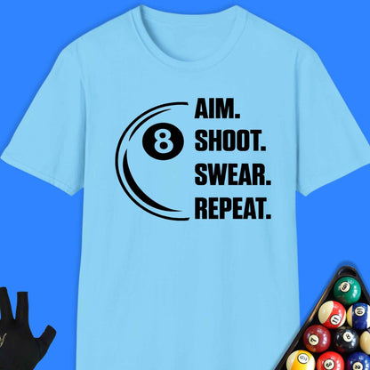 Aim. Shoot. Repeat Pool T-Shirt