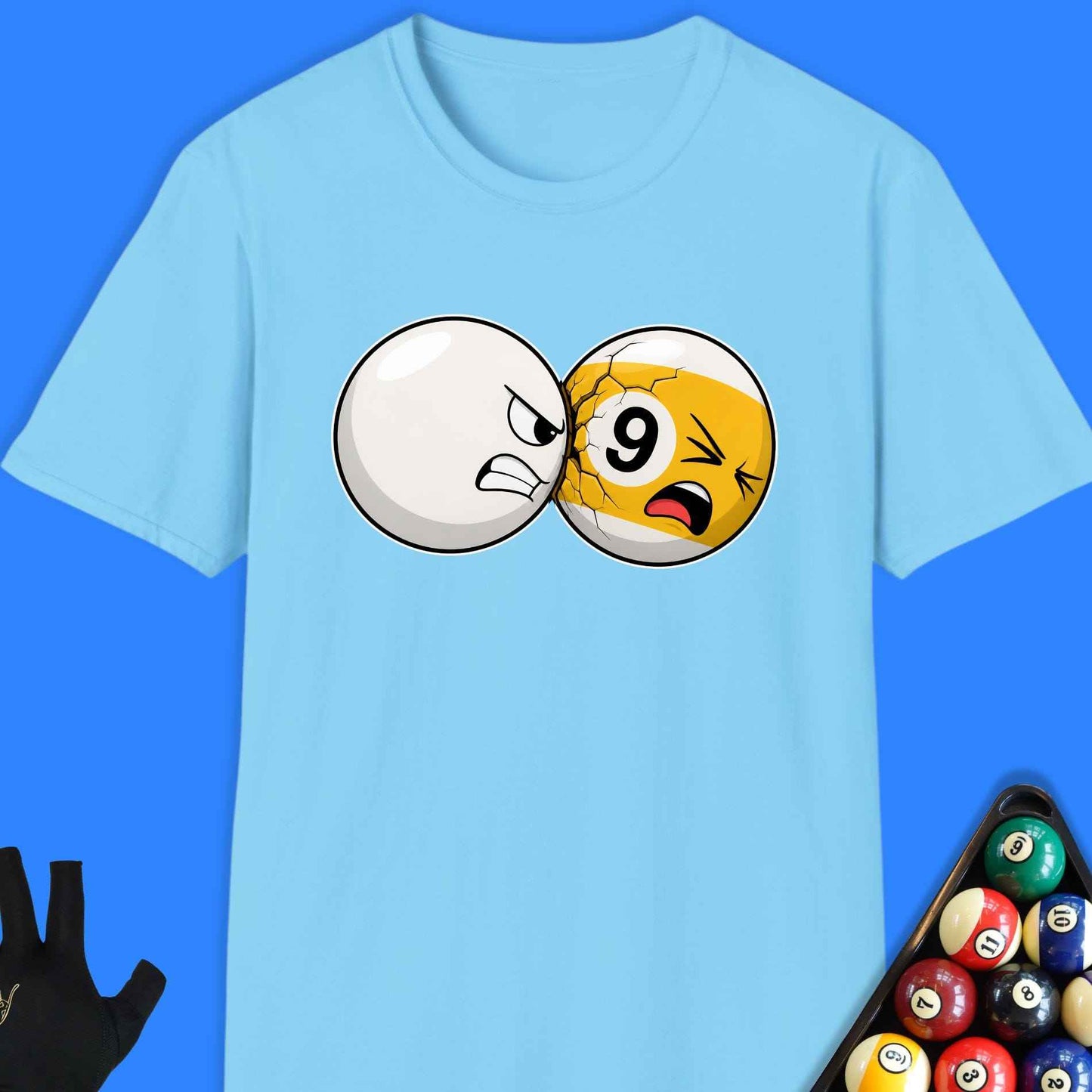 Angry Cue Ball vs 9 Ball Pool T-Shirt
