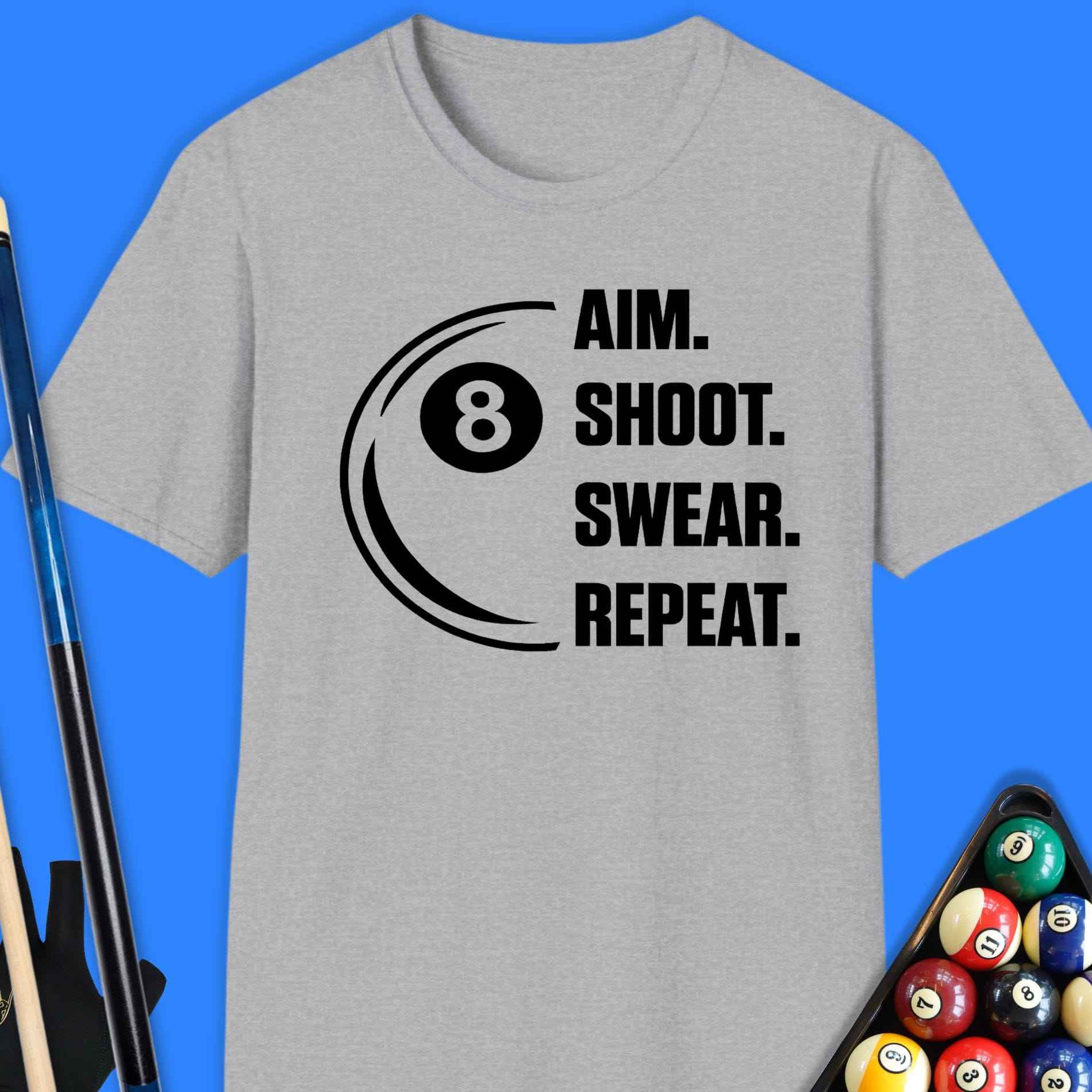Aim. Shoot. Repeat Pool T-Shirt