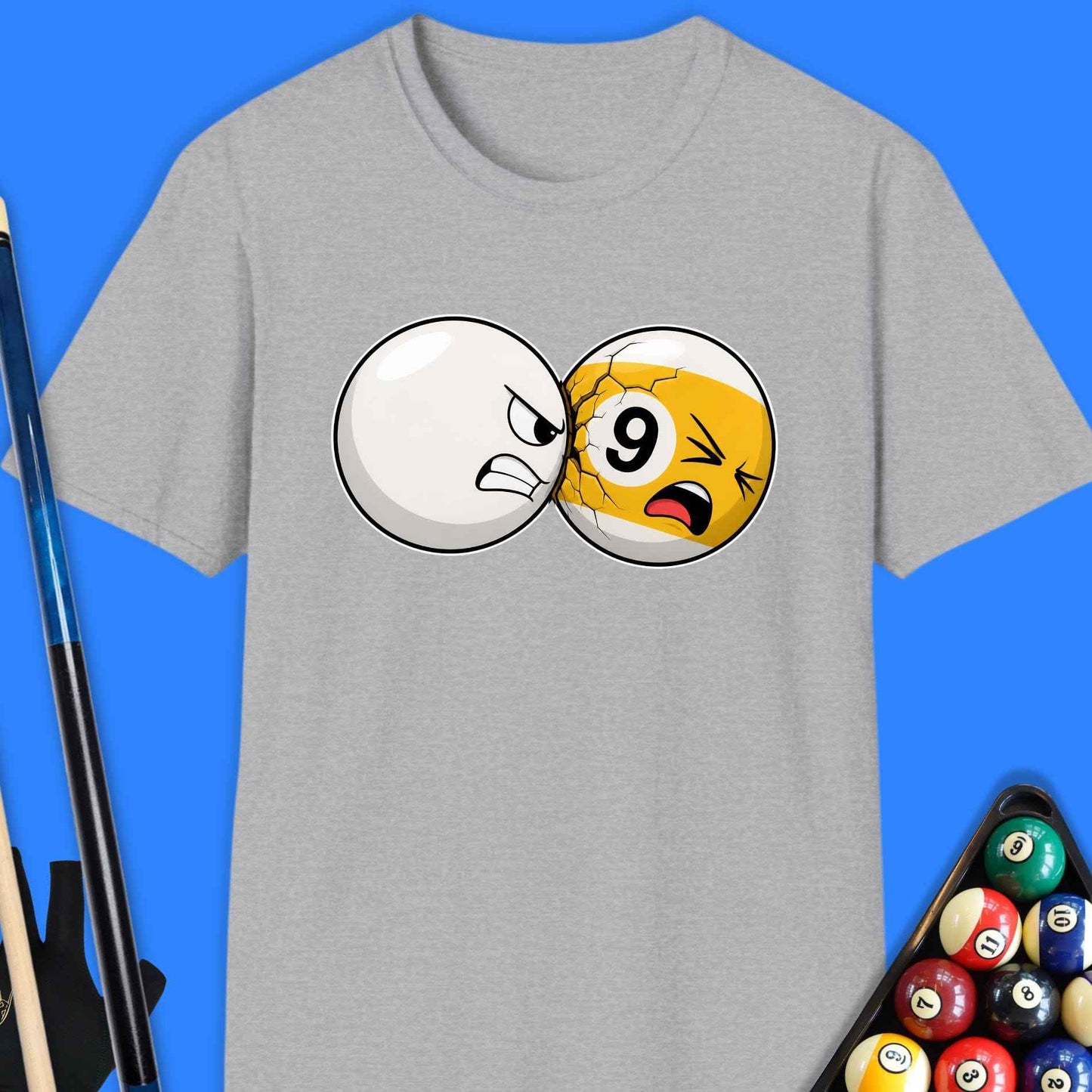 Angry Cue Ball vs 9 Ball Pool T-Shirt