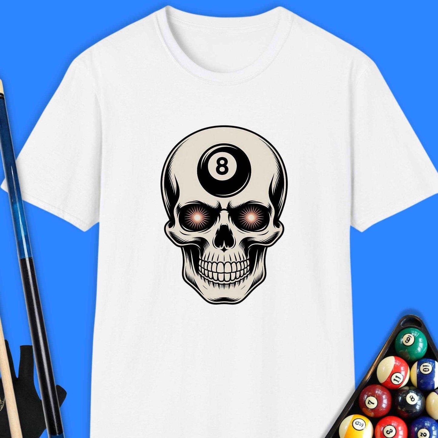 8 Ball Skull Pool T-Shirt - Rack & Roll 