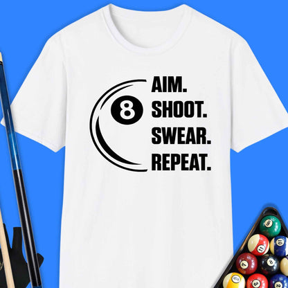 Aim. Shoot. Repeat Pool T-Shirt
